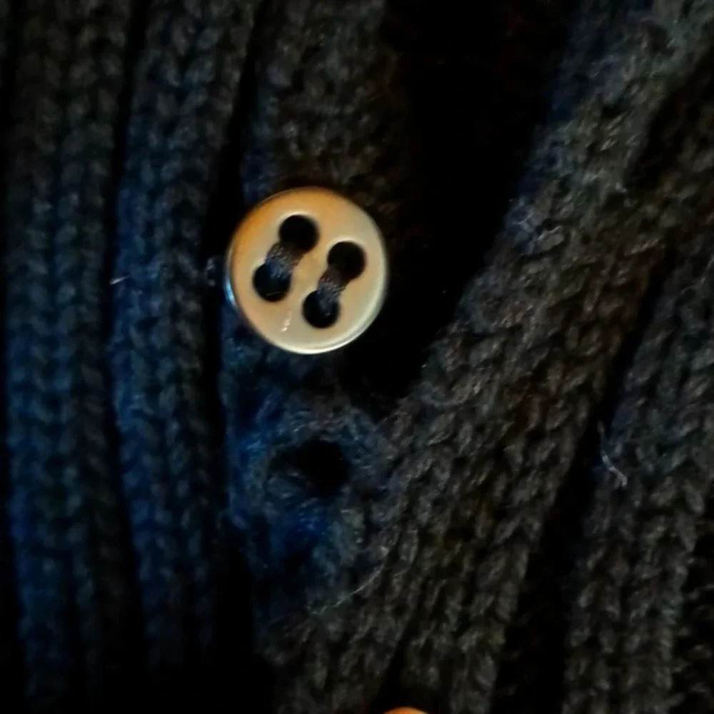 American living cozy wrap v-neck sweater roll collar button crossover closure L - Picture 16 of 16